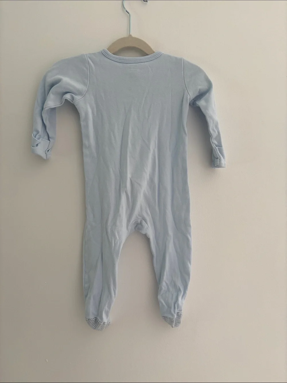 Soft Light Blue Footed Baby One-Piece Zipper Sleeper